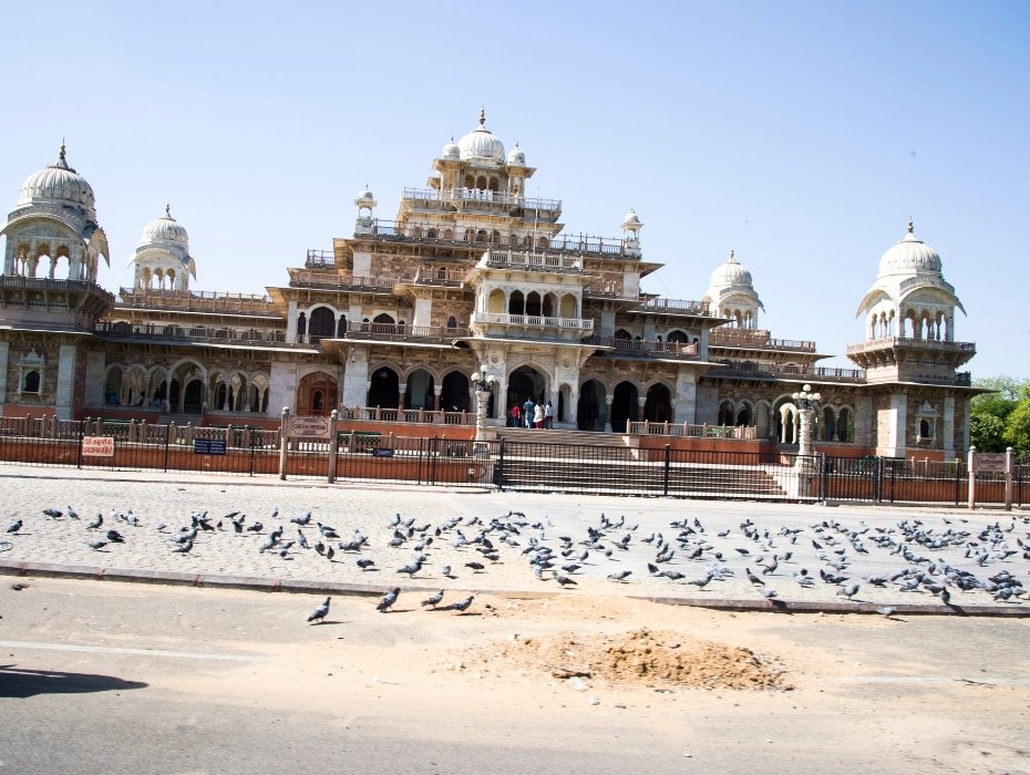 Magnificent Albert Hall Museum with Indo-Saracenic architecture and domes in Jaipur Pink City Rajasthan