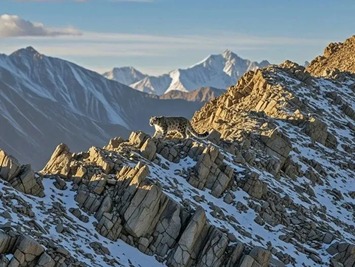 Snow-dusted ridges in Ladakh